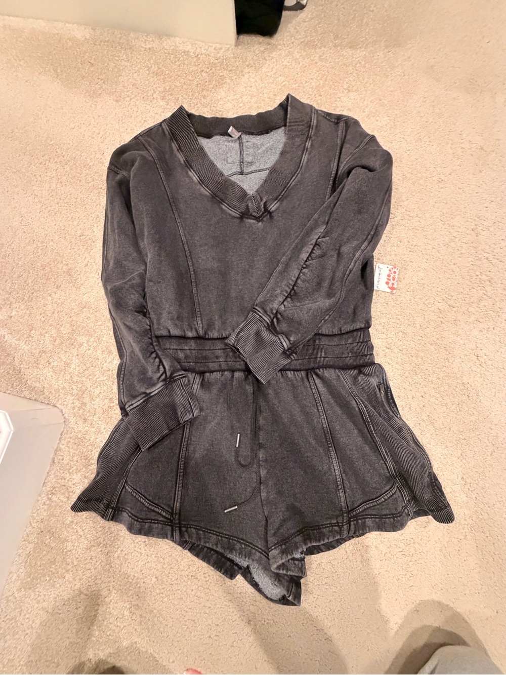 FP Movement by Free People Charcoal Washed Long-Sleeve Romper
